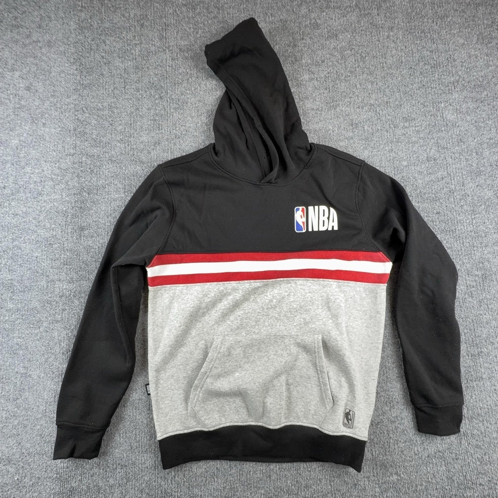 NBA Hoodie Mens Medium Black Gray Basketball Pullover Sweatshirt VF Imagewear